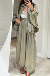 Women Round Neck Zipper Jacket + Pants Casual Suit