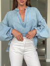 Womens V-neck Spliced Casual Top