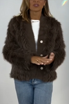 Women Spliced Plush Casual Cardigan