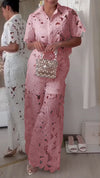 Women's Lapel Hollow Casual Suit