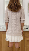 Women Round Neck Sweater Spliced Casual Dress