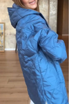 Women Hooded Plaid Solid Color Casual Coat