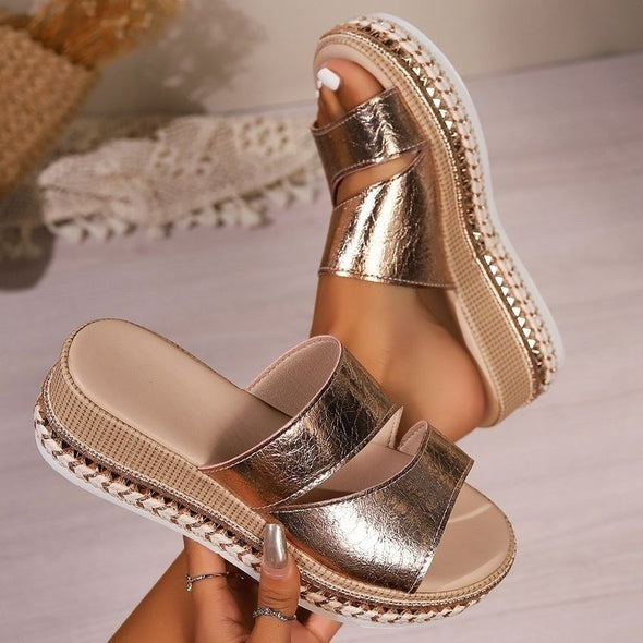 Women's Silver Zipper Hollow Fashion Sandals