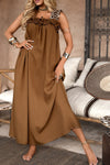 Women's Sleeveless Leopard Print Shoulder Strap Stitching Casual Dress