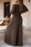 Women's Round Neck Cotton and Linen Casual Suit