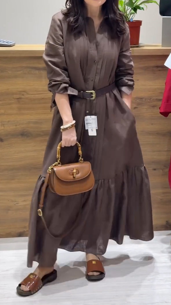 Ladies' Lapel Splicing Casual Style Dress
