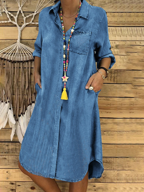 Ladies' Lapel Loose Casual Dress