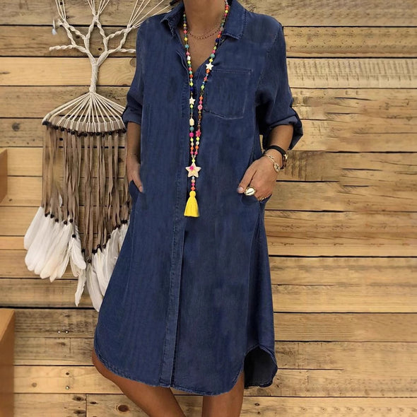 Ladies' Lapel Loose Casual Dress