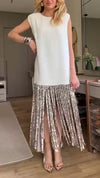 Ladies' Round Neck Patchwork Tassel Casual Dress