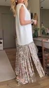 Ladies' Round Neck Patchwork Tassel Casual Dress