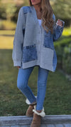 Women Spliced Knitted Casual Cardigan