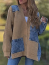Women Spliced Knitted Casual Cardigan