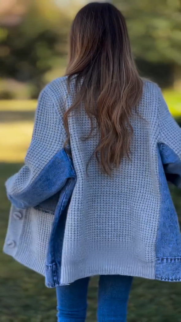 Women Spliced Knitted Casual Cardigan