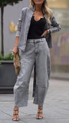 Ladies Round Neck Coat+ Pants Casual Set