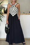 Ladies Patchwork Pattern Casual Dress