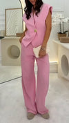 Ladies V-neck Top+ Pants with A Casual Temperament Suit