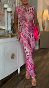 Ladies Round Neck Printed Slim Fit Casual Dress