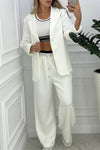 Women Collar Jacket+ Pants Commuting Style Set