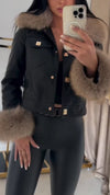 Women Fur Collar Leather Temperament Casual Jacket