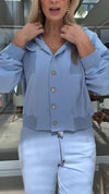 Ladies Collar and Buckle Splicing Top+ Pants Casual Set