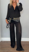 Ladies Round Neck Top+ Spliced Pants Casual Set