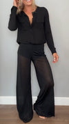 Ladies Round Neck Top+ Spliced Pants Casual Set