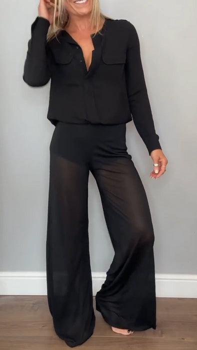 Ladies Round Neck Top+ Spliced Pants Casual Set