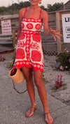 Ladies Suspender Printed Casual Vacation Style Dress