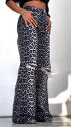 Ladies Leopard Print Hole Casual Pants