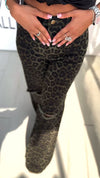 Ladies Leopard Print Hole Casual Pants