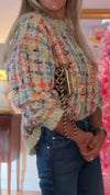 Ladies Round Neck Colorful Sequin Casual Top