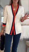 Women Round Neck Breasted Casual Cardigan Sweater