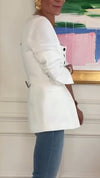 Ladies U-neck Buckle Style Casual Tops