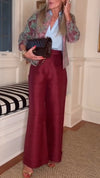 Ladies Round Neck Printed Casual Cardigan+ Solid Color Pants