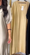 Women V-neck Solid Color Loose Casual Dress