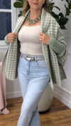 Ladies Printed Spliced Knitted Casual Cardigan