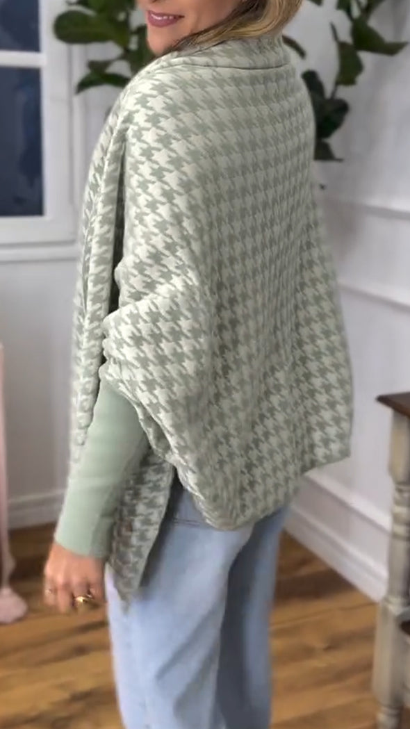 Ladies Printed Spliced Knitted Casual Cardigan