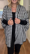 Ladies Printed Spliced Knitted Casual Cardigan