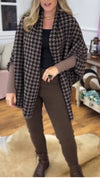 Ladies Printed Spliced Knitted Casual Cardigan