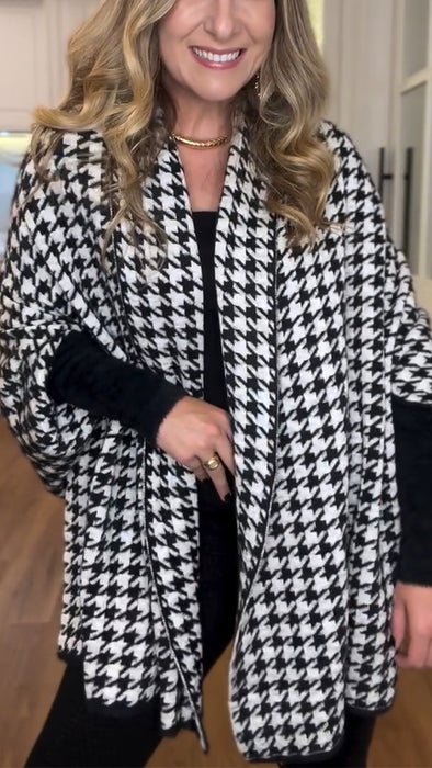 Ladies Printed Spliced Knitted Casual Cardigan