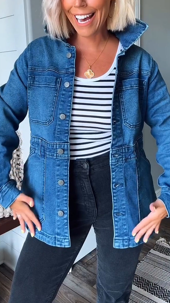 Ladies Lapel Spliced Casual Jacket
