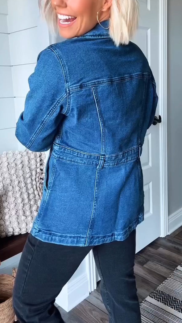 Ladies Lapel Spliced Casual Jacket