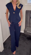 Ladies V-neck Irregular Top+ Pants with A Casual Temperament Suit