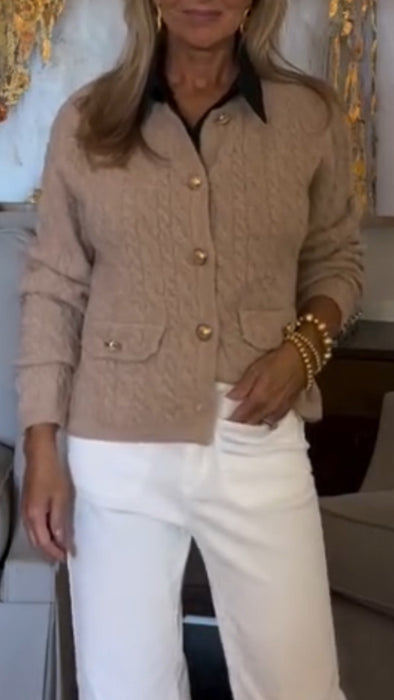 Women Collar Vest+ Knitted Sweater Cardigan Casual Set