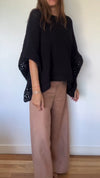 Women Round Neck Knitted Hollow Out Casual Smock
