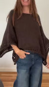Women Round Neck Knitted Hollow Out Casual Smock