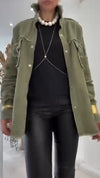 Ladies Collar Patchwork Printed Letter Casual Jacket