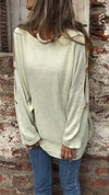 Ladies Round Neck Sleeve Hollowed Out Casual Top
