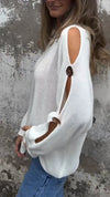 Ladies Round Neck Sleeve Hollowed Out Casual Top