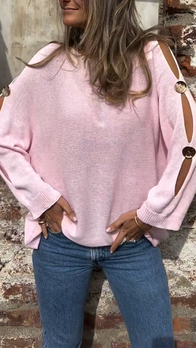 Ladies Round Neck Sleeve Hollowed Out Casual Top